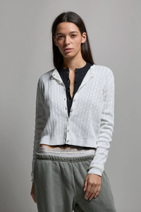 ASHER Cardigan Pipa Pointelle Cardigan, White Soho-Boutique