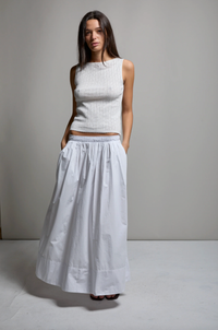 ASHER Skirt Kate Poplin Skirt, White Soho-Boutique