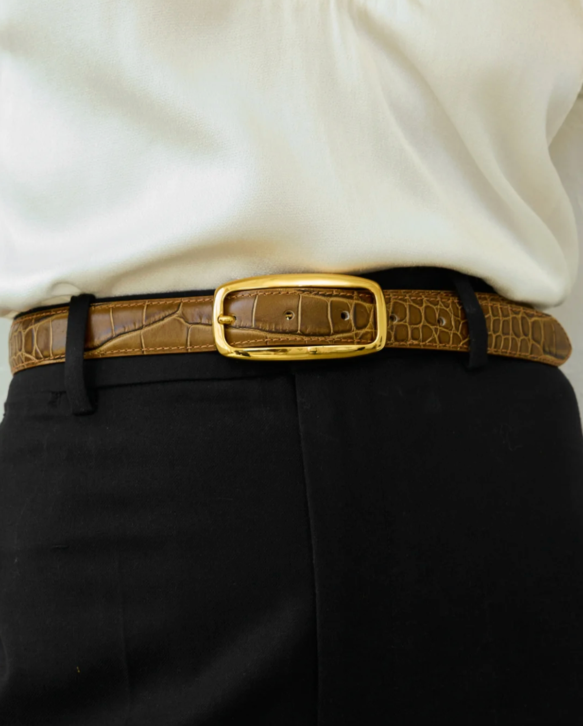 Aureum Belt No. 19 Belt, Tuscan Croc/Gold Soho-Boutique