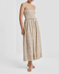 byTiMo Dress Checks Bandeau Dress, Khaki Soho-Boutique