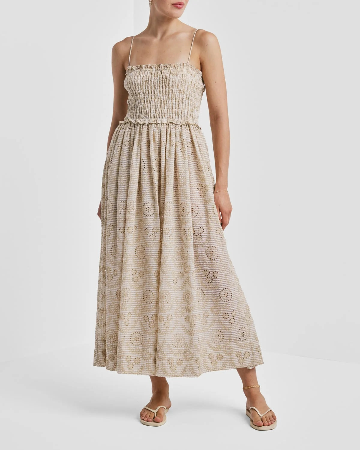 byTiMo Dress Checks Bandeau Dress, Khaki Soho-Boutique