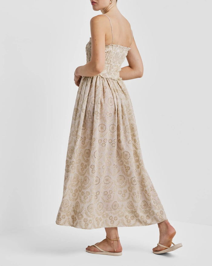 Checks Bandeau Dress, Khaki – Soho Boutique
