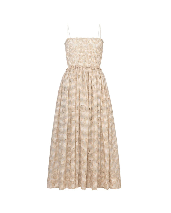 byTiMo Dress Checks Bandeau Dress, Khaki Soho-Boutique