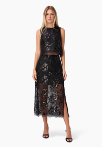 Cami NYC Skirt Aylin Sequin Lace Midi Skirt, Black Soho-Boutique