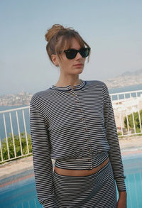 Ciao Lucia Top Hydra Cardigan, Midnight Stripe Soho-Boutique