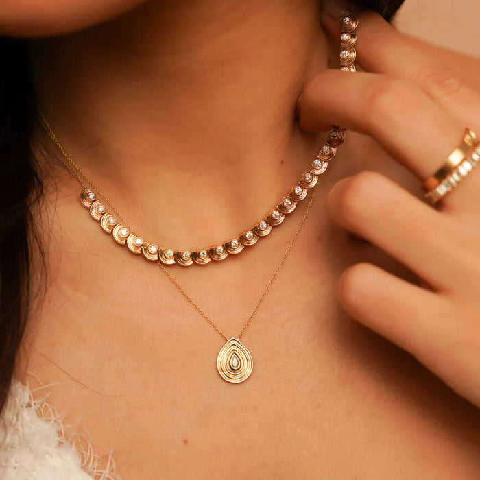 Dana Rebecca Designs Fine Jewelry Nana Bernice Groove Teardrop Necklace Soho-Boutique