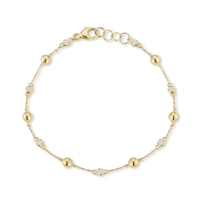 Dana Rebecca Designs Fine Jewelry Poppy Rae Pebble and Diamond Station Bracelet, Yellow Gold Soho-Boutique