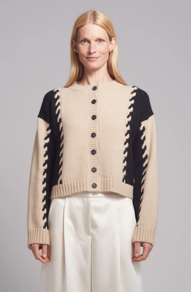 Eleven Six Cardigan Daria Cardi, Pale Camel/Black Combo Soho-Boutique