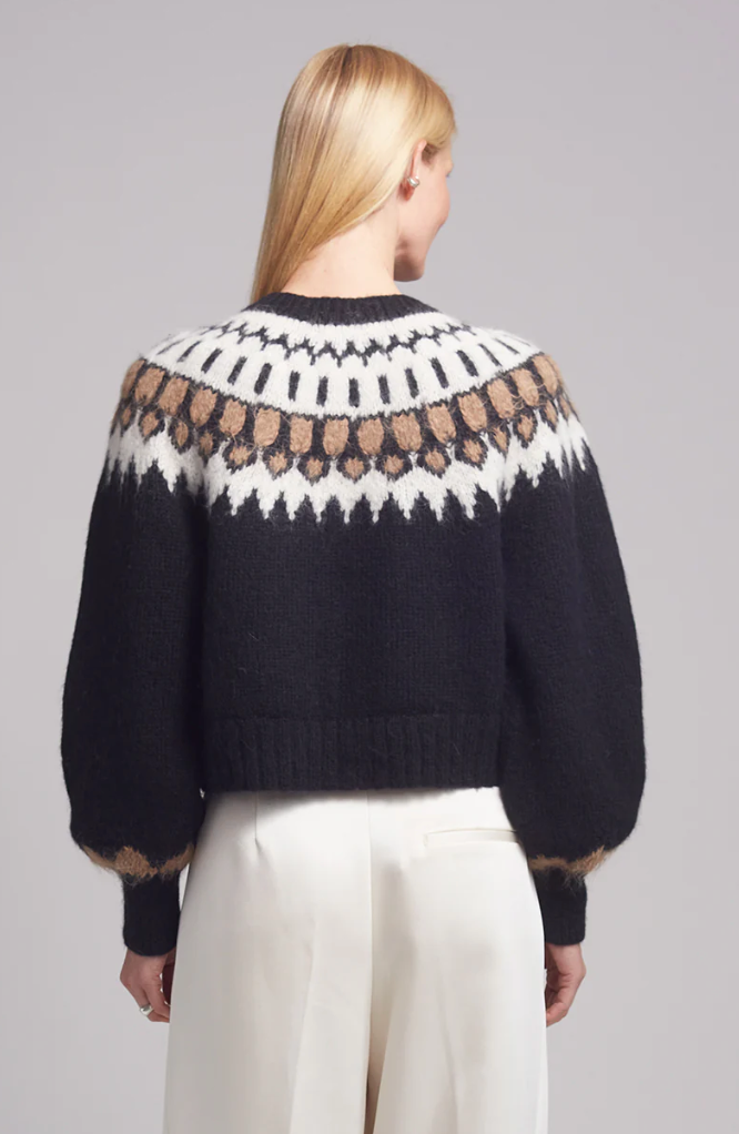 Eleven Six Cardigan Starla Cardi, Black/Ivory/Camel Combo Soho-Boutique