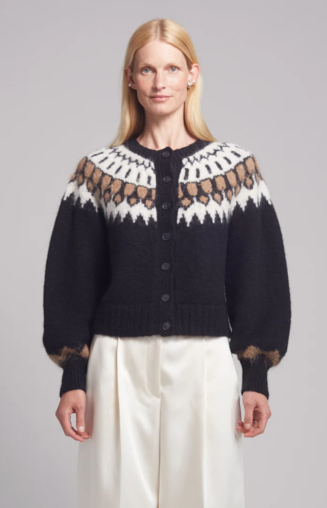 Eleven Six Cardigan Starla Cardi, Black/Ivory/Camel Combo Soho-Boutique