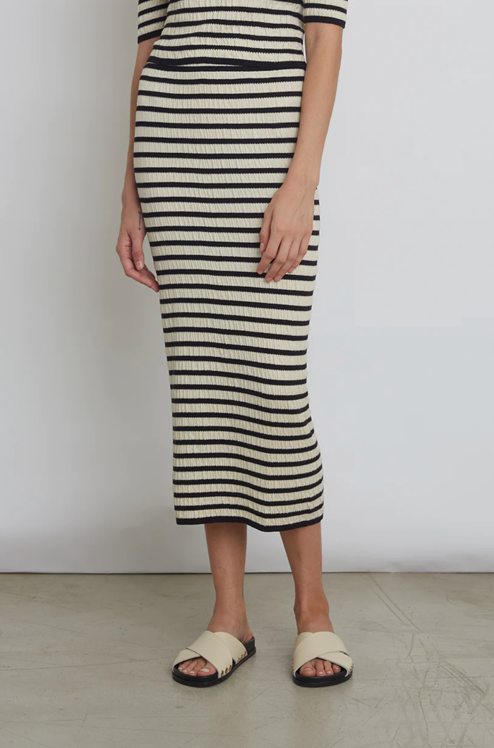 Eleven Six Skirt Carrie Skirt, Ivory Black Stripe Soho-Boutique