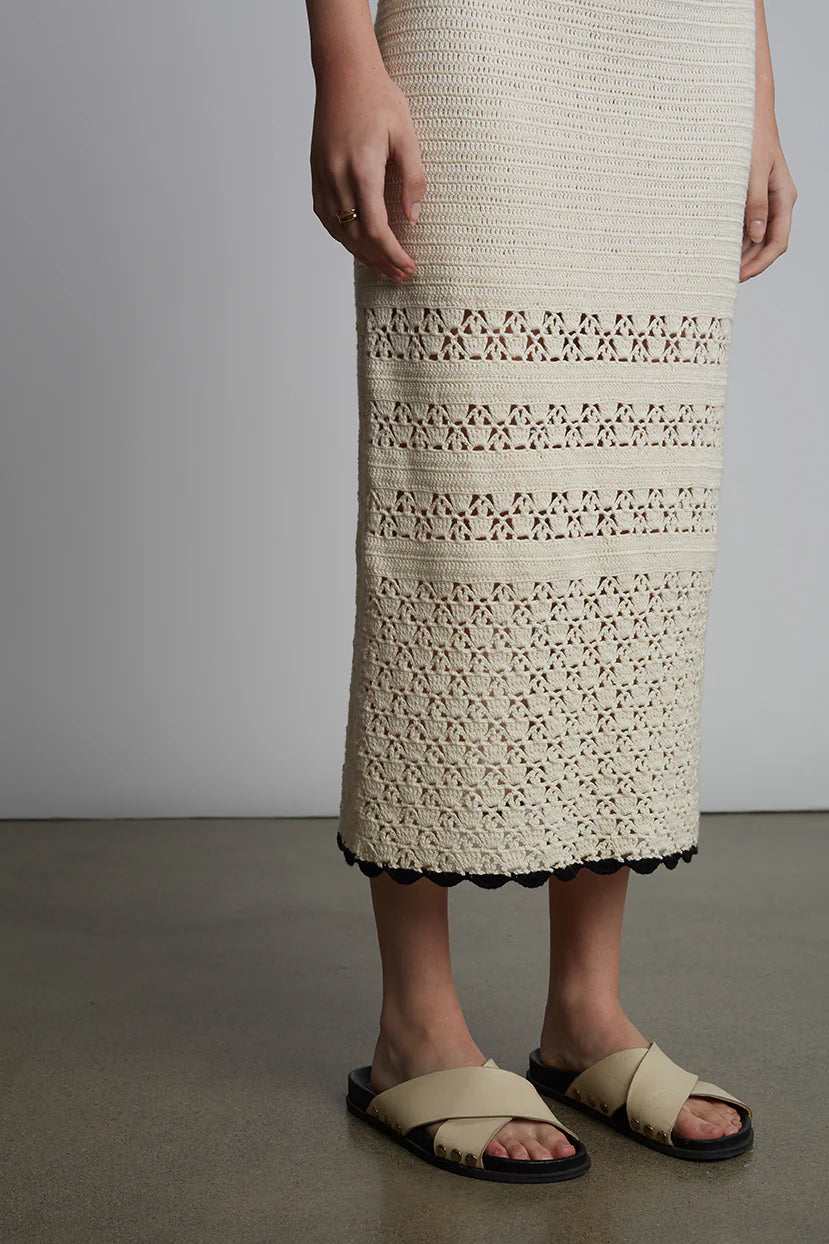 Eleven Six Skirt Lucia Crochet Skirt, Ivory/Black Soho-Boutique