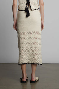 Eleven Six Skirt Lucia Crochet Skirt, Ivory/Black Soho-Boutique