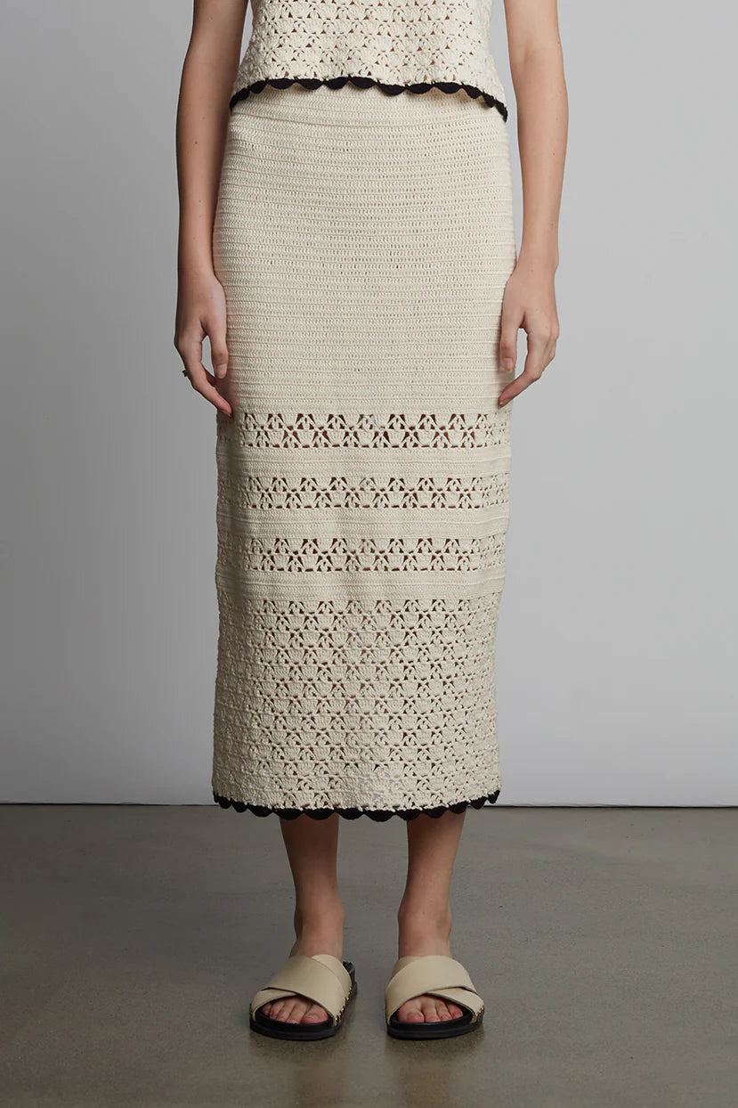 Eleven Six Skirt Lucia Crochet Skirt, Ivory/Black Soho-Boutique