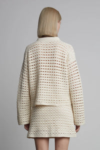 Eleven Six Sweater Ada Crochet Shirt, Ivory Soho-Boutique