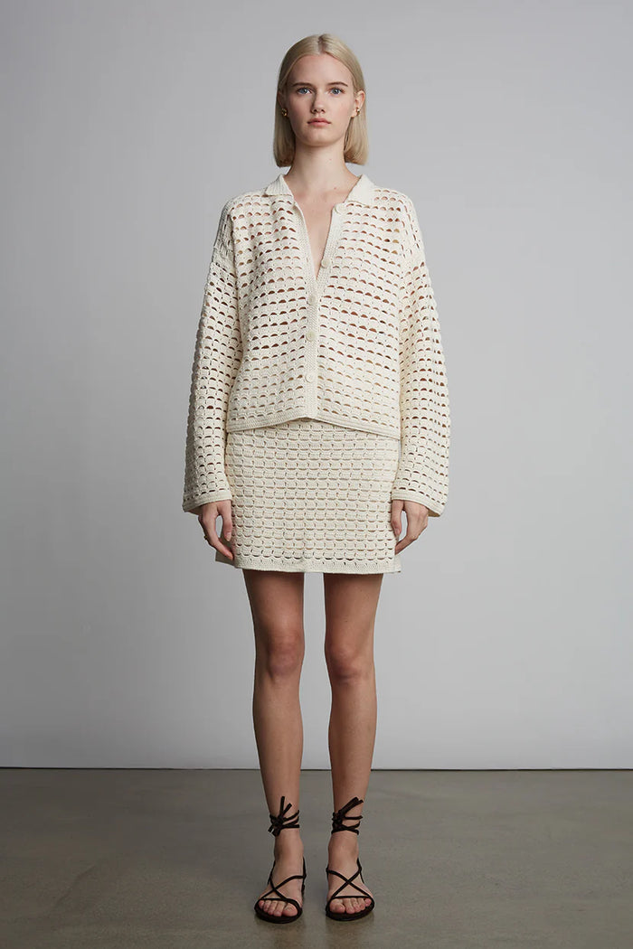 Eleven Six Sweater Ada Crochet Shirt, Ivory Soho-Boutique