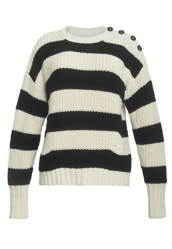 Eleven Six Sweater Aimee Sweater, Black Ivory Stripe Soho-Boutique
