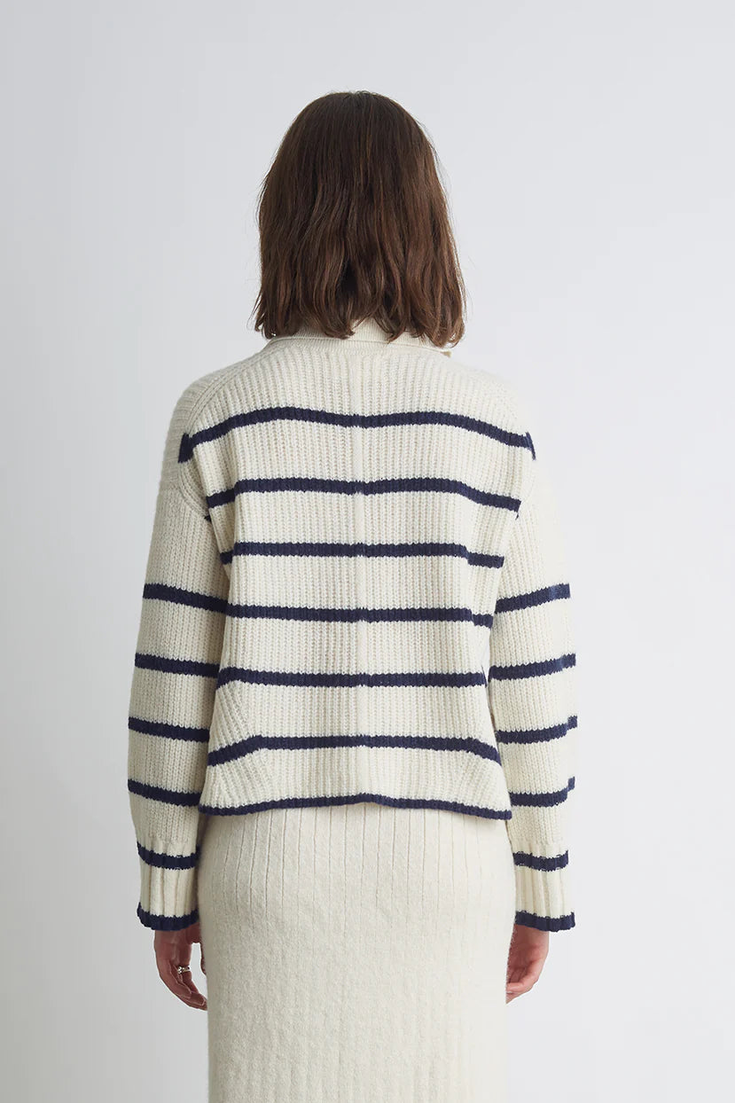 Eleven Six Sweater Brynn Stripe Sweater, Ivory/Navy Soho-Boutique