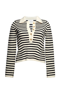 Eleven Six Sweater Elliot Sweater, Ivory Black Stripe Soho-Boutique