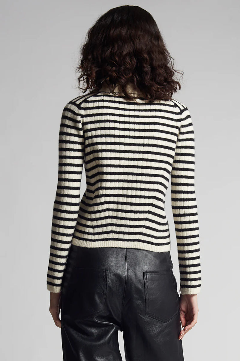 Eleven Six Sweater Elliot Sweater, Ivory Black Stripe Soho-Boutique