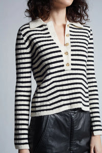 Eleven Six Sweater Elliot Sweater, Ivory Black Stripe Soho-Boutique