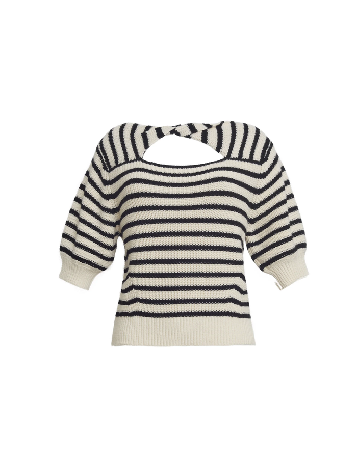 Eleven Six Sweater Iris Sweater, Ivory Black Stripe Soho-Boutique