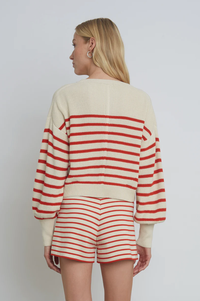 Eleven Six Sweater Layla Stripe Sweater, Ivory Tomato Stripe Soho-Boutique