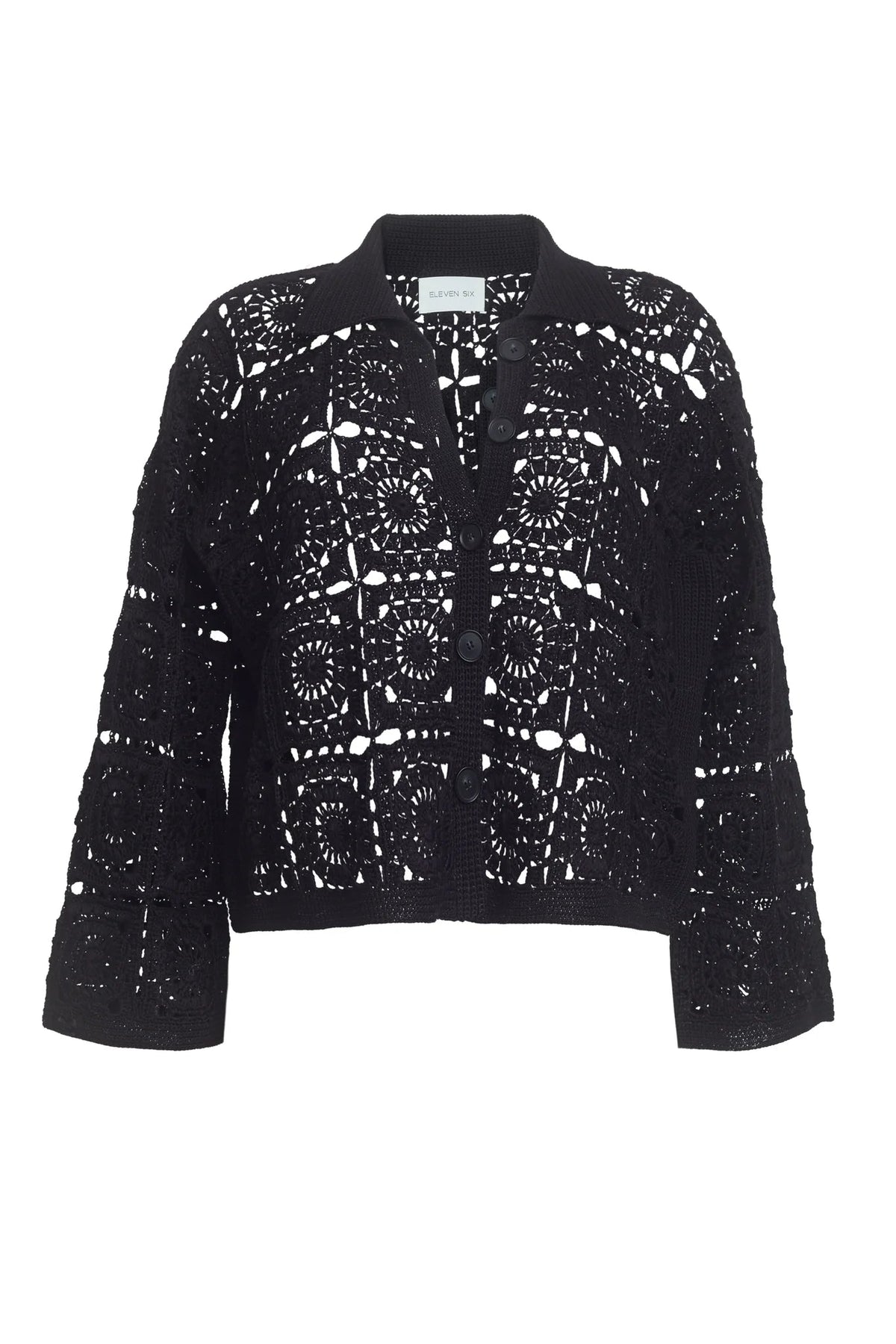 Eleven Six Sweater Tasha Crop Jacket, Black Soho-Boutique
