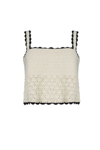 Eleven Six Top Caria Crochet Top, Ivory/Black Soho-Boutique