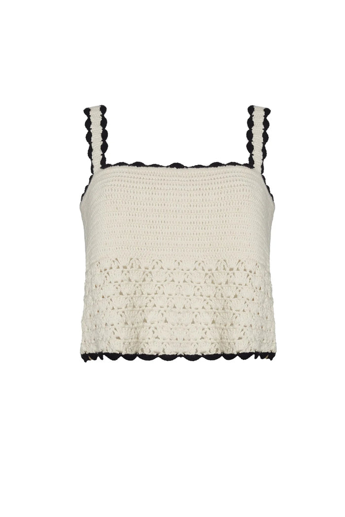 Eleven Six Top Caria Crochet Top, Ivory/Black Soho-Boutique