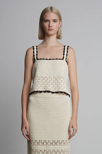 Eleven Six Top Caria Crochet Top, Ivory/Black Soho-Boutique