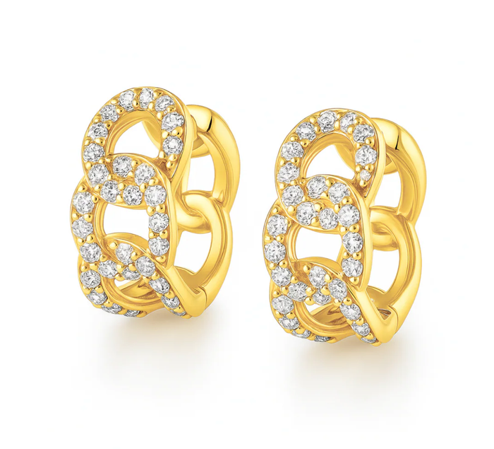 ELLIE VAIL Earrings Anika Chain Huggie Hoop Earring, Gold Soho-Boutique