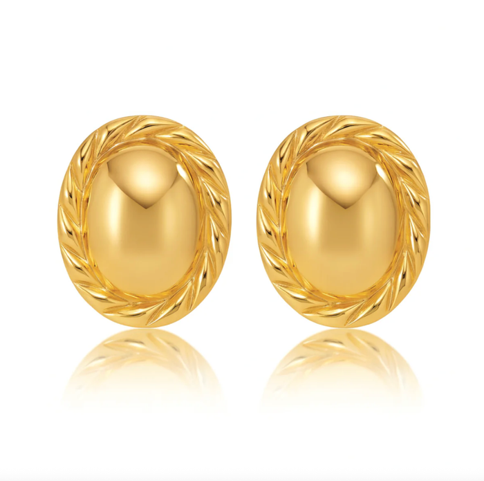 ELLIE VAIL Earrings Diana Twisted Oval Button Earring, Gold Soho-Boutique