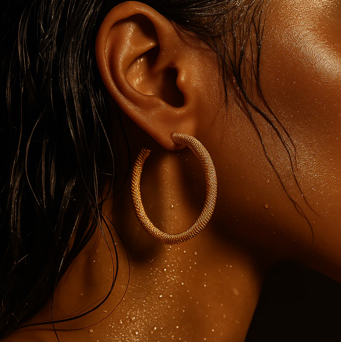ELLIE VAIL Earrings Lou Large Mesh Hoop Earring, Gold Soho-Boutique
