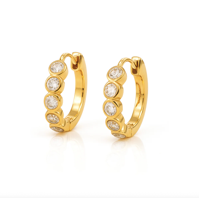 ELLIE VAIL Earrings Varra Bezel Mini Hoop Earring, Gold Soho-Boutique