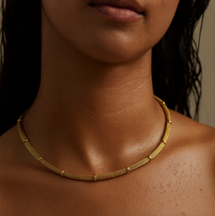 ELLIE VAIL Necklace Cosette Beaded Round Mesh Chain Necklace, Gold Soho-Boutique