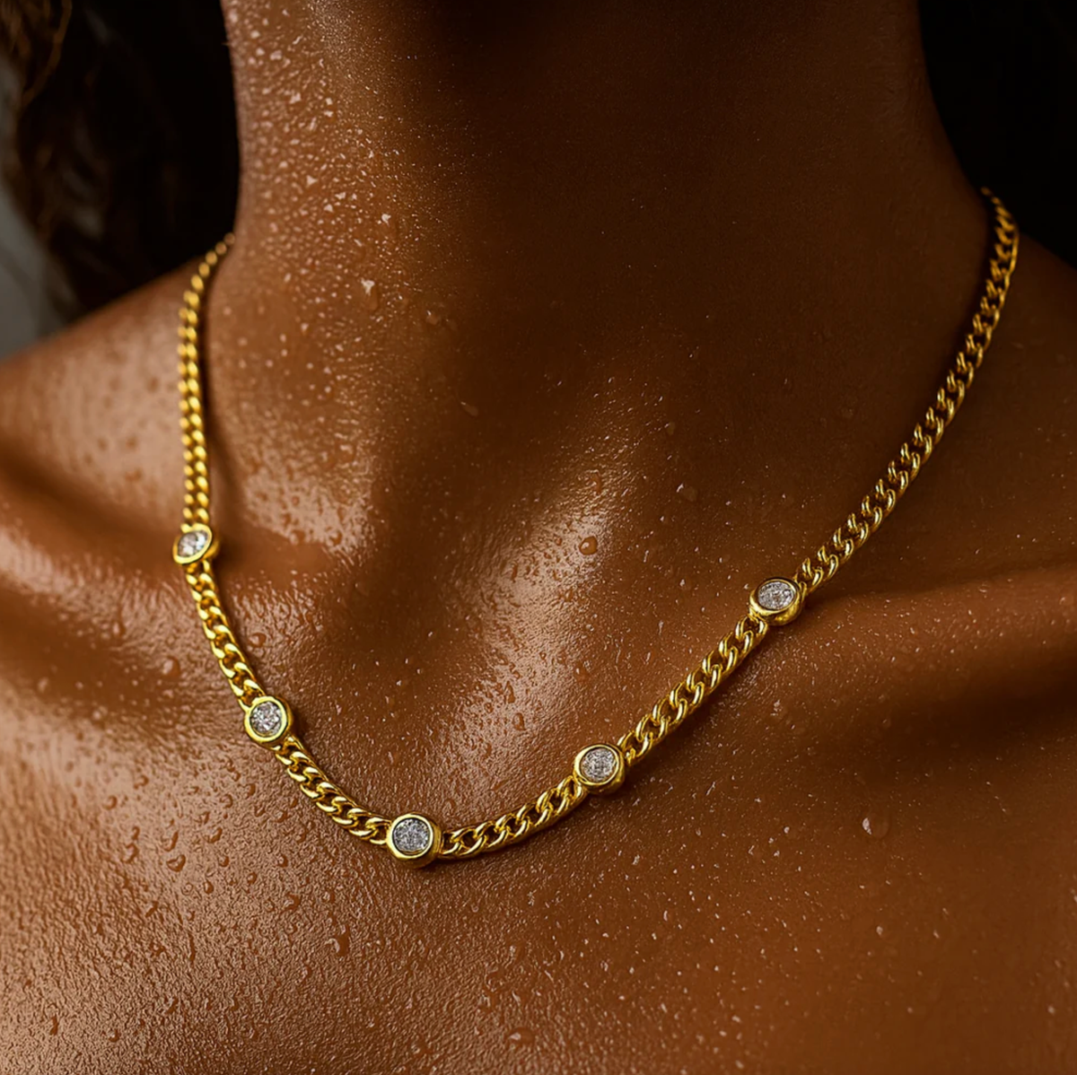 ELLIE VAIL Necklace Ellery Bezel Chain Necklace, Gold Soho-Boutique