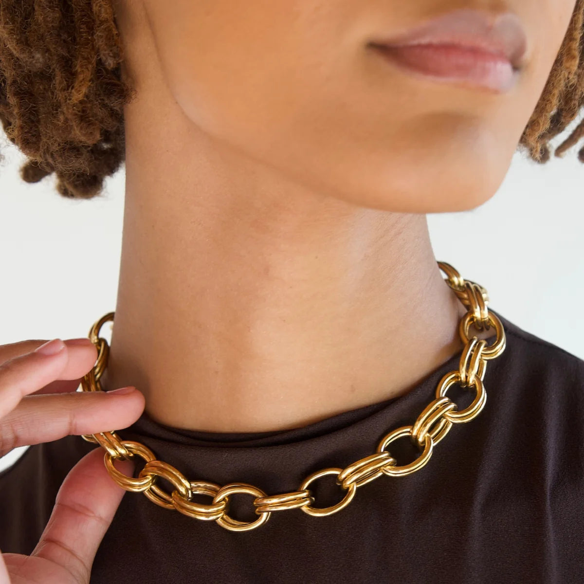 ELLIE VAIL Necklace Louella Chunky Double Chain Necklace, Gold Soho-Boutique