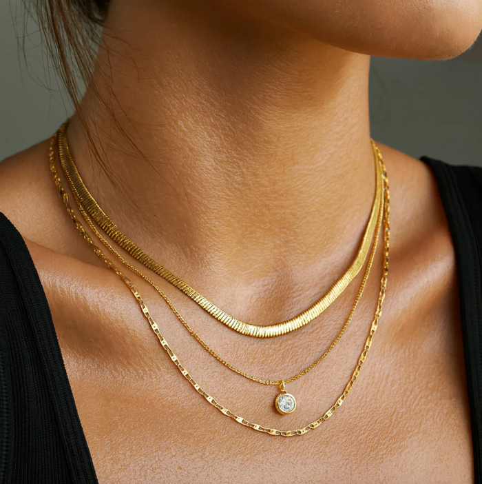 ELLIE VAIL Necklace Roya Layered Chain Necklace, Gold Soho-Boutique