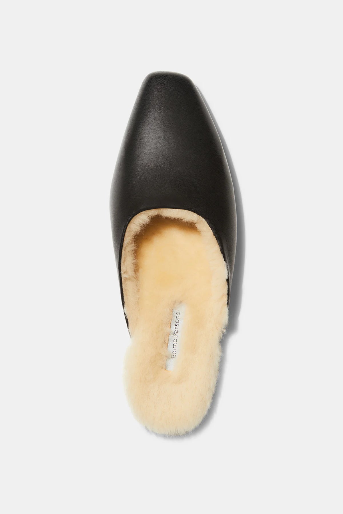 Emme Parsons Shoe Flat Mule, Black Shearling Nappa Soho-Boutique