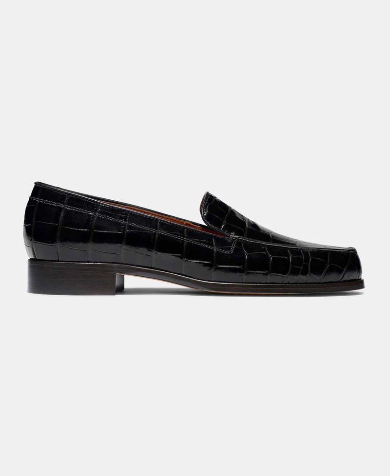 Emme Parsons Shoes Danielle Slip On Loafer, Black Embosed Croc Soho-Boutique