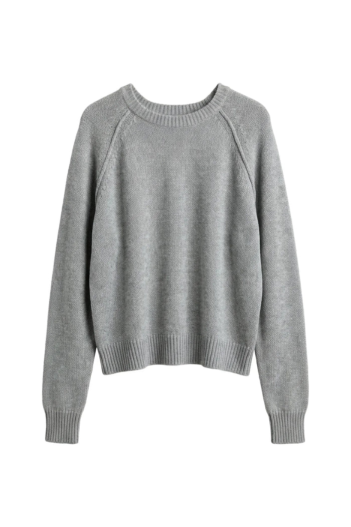 Evie Crewneck Sweater, Heather Grey