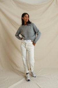 Evie Crewneck Sweater, Heather Grey
