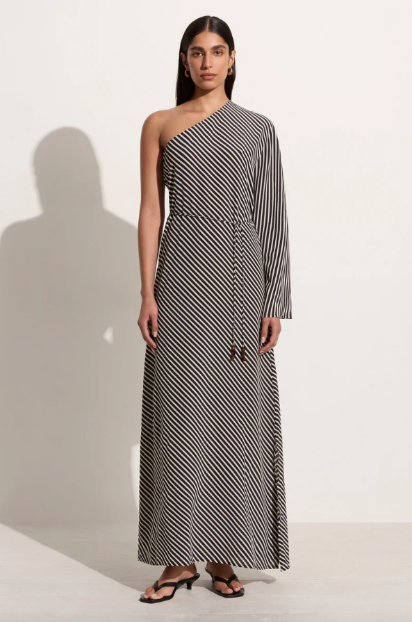 FAITHFULL THE BRAND Dress Gino Midi Dress, Toscano Stripe Black Soho-Boutique