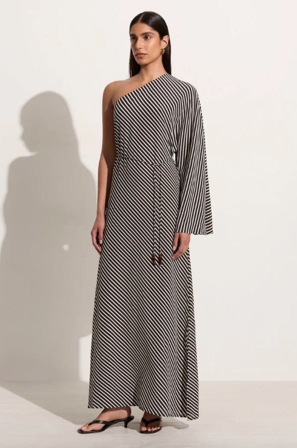 FAITHFULL THE BRAND Dress Gino Midi Dress, Toscano Stripe Black Soho-Boutique