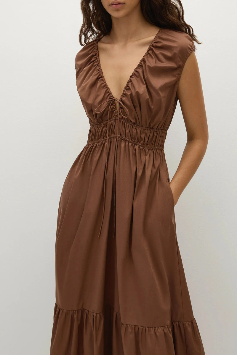 FAITHFULL THE BRAND Dress Hedda Maxi Dress, Chestnut Brown Soho-Boutique