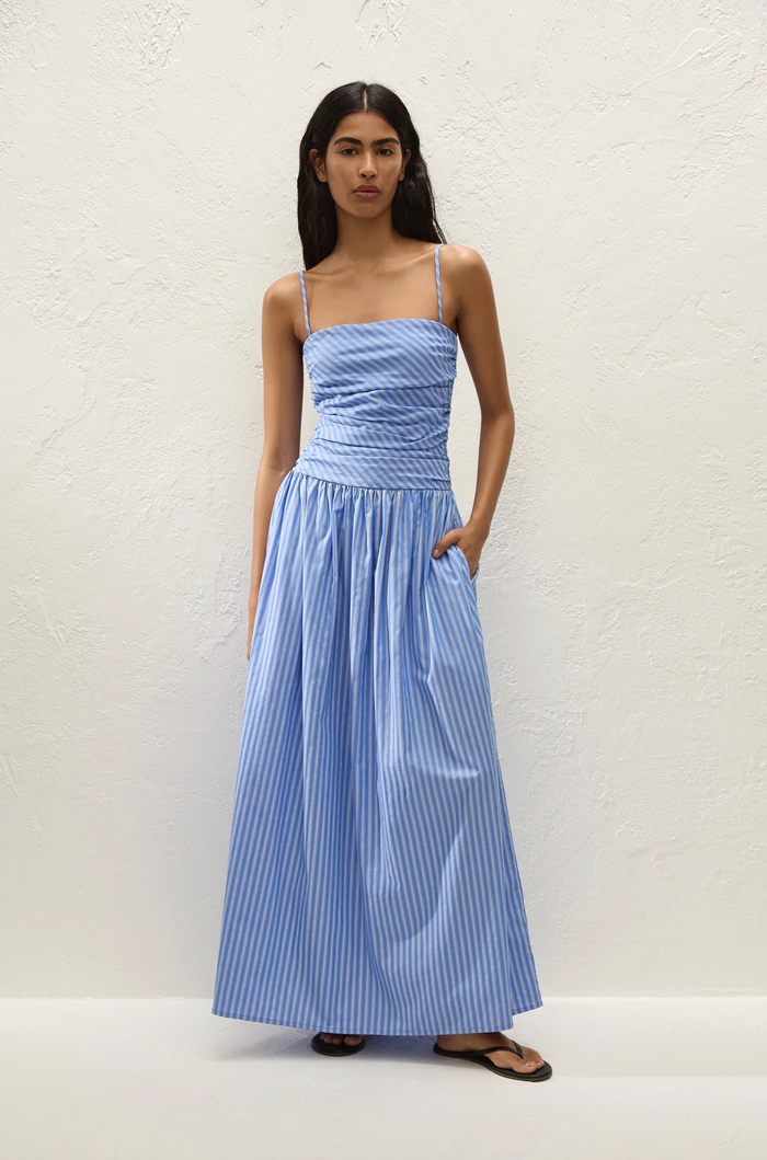FAITHFULL THE BRAND Dress Portlligat Maxi Dress, Joao Stripe Azulejo Blue Soho-Boutique