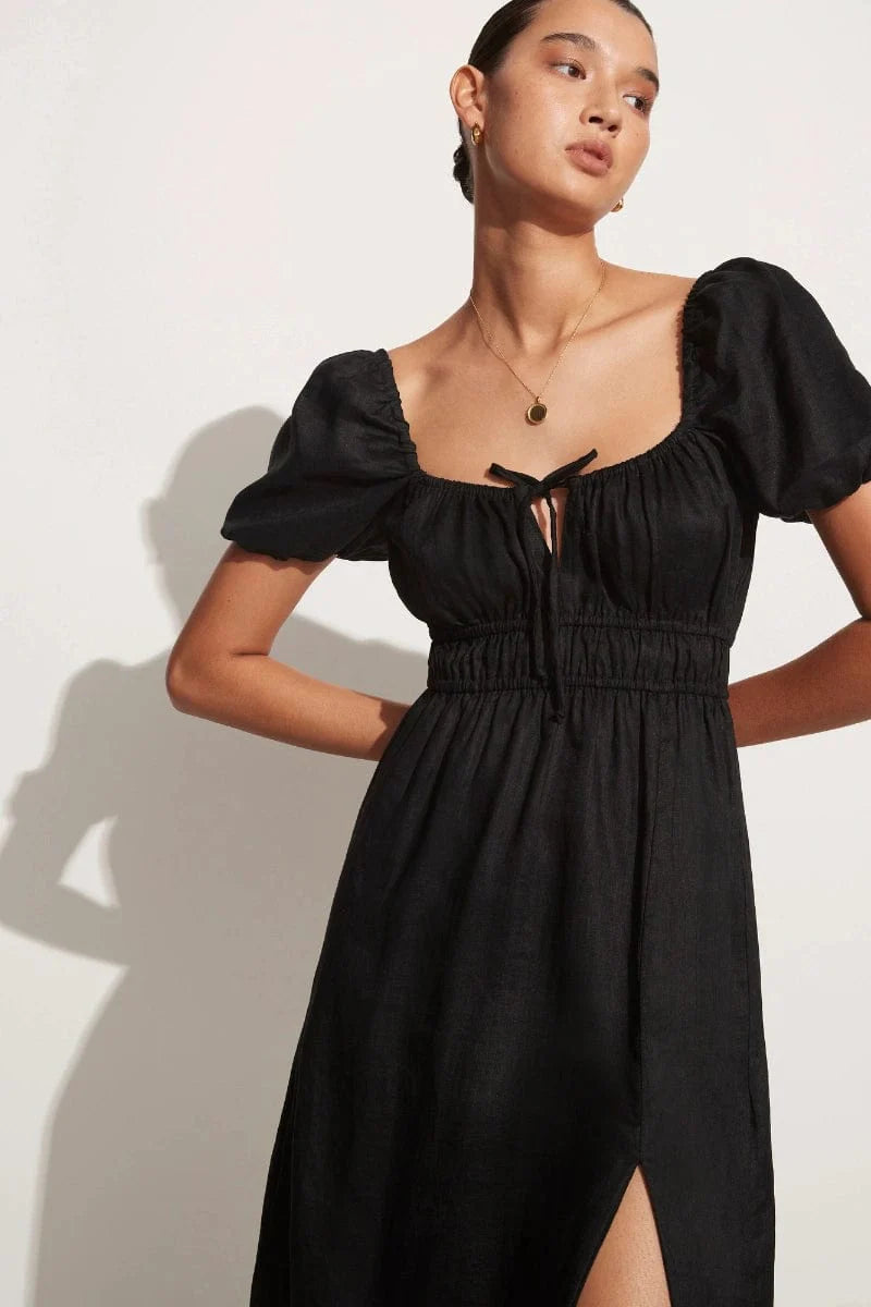 FAITHFULL THE BRAND Dress Terina Midi Dress, Black Soho-Boutique