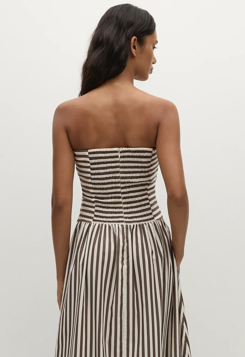 FAITHFULL THE BRAND Dress Vera Maxi Dress, Norway Stripe Espresso Soho-Boutique