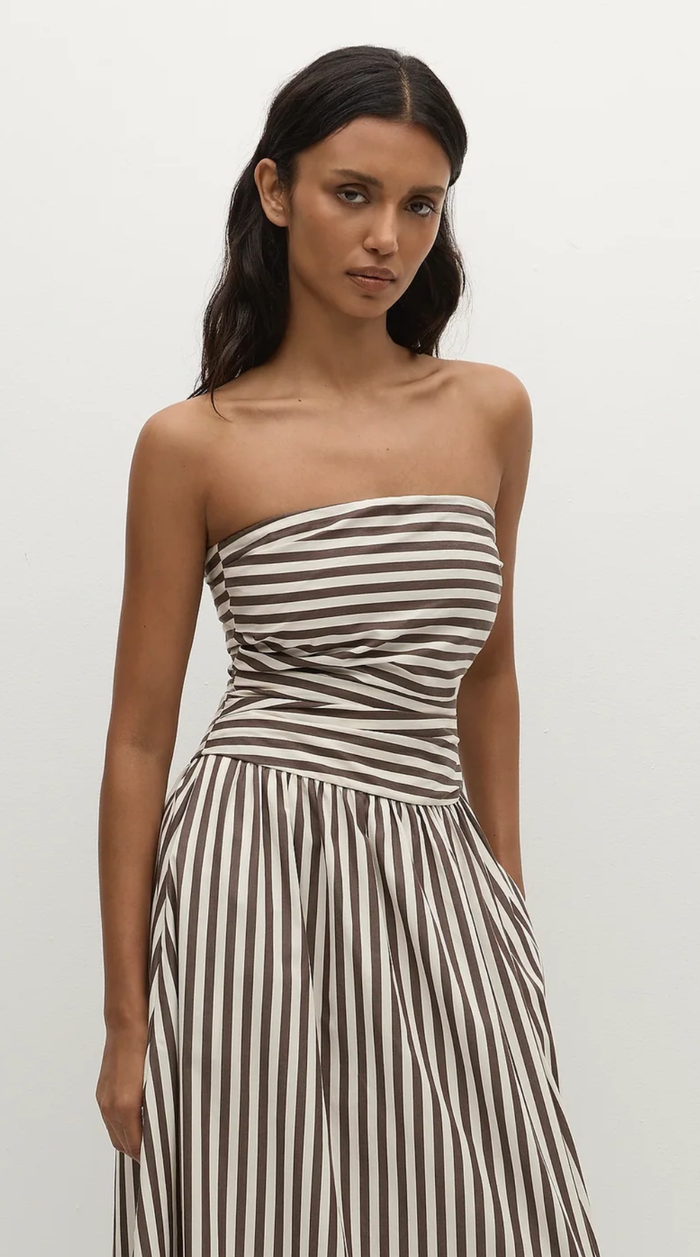 FAITHFULL THE BRAND Dress Vera Maxi Dress, Norway Stripe Espresso Soho-Boutique